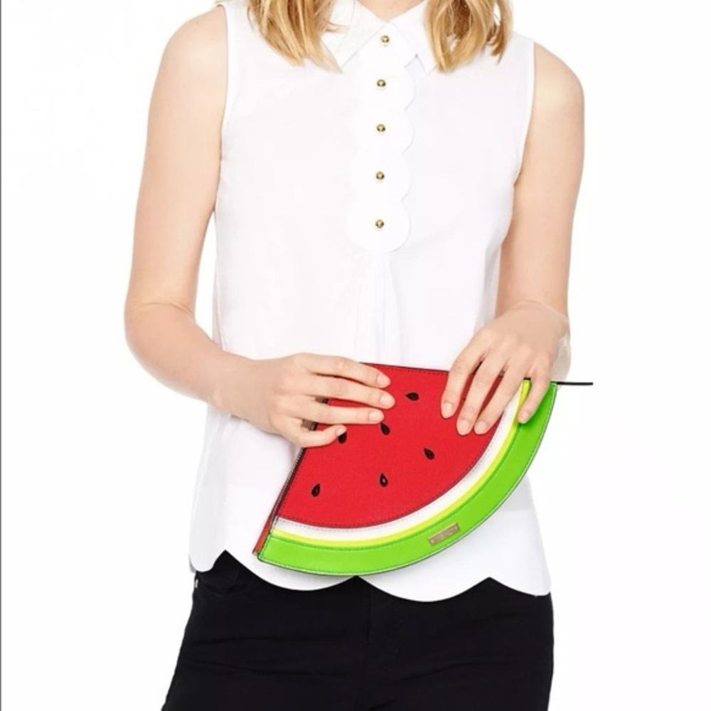 Kate Spade Novelty Watermelon Slice Clutch in Red, Green & White